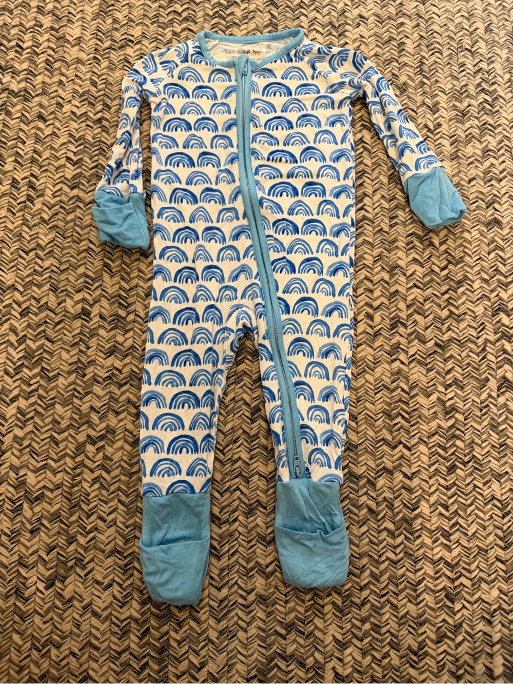 Little Sleepies Blue Rainbow Print Footed One-Piece - Picture 1 of 4